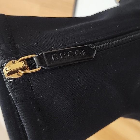 Gucci Monterry Stretch/Malaga Black Heeled Boots & Gold Accents Size 37 605436 - Picture 5 of 13